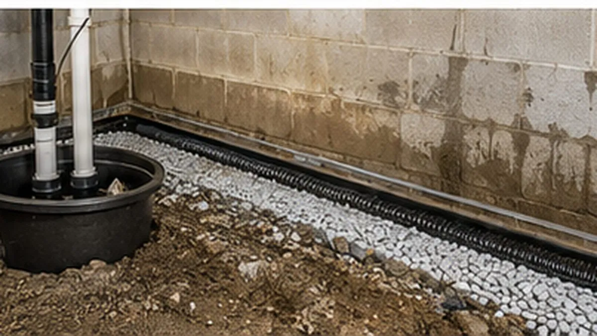 Sump pump and interior drainage channel installed in a Raleigh crawl space